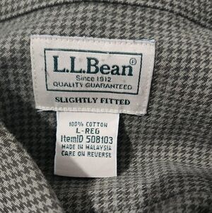 L.L. Bean Green And Black Houndstooth Shirt